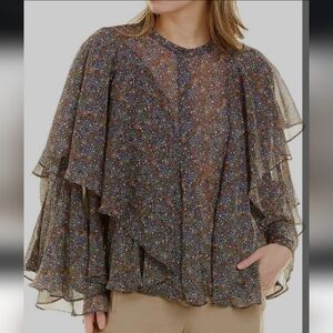 🛑TED BAKER Pinku Printed Ruffle Blouse